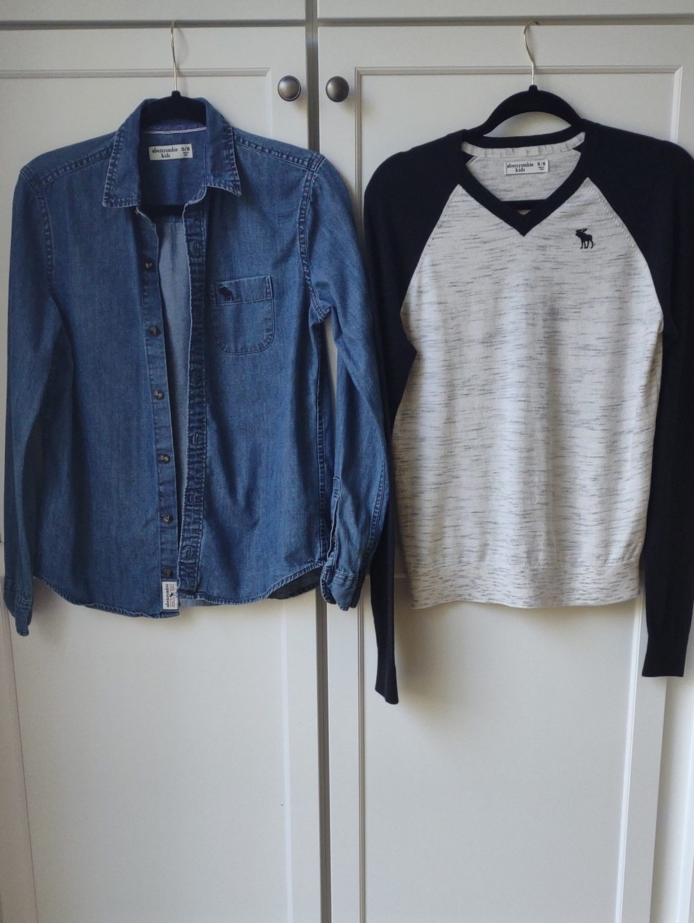 Set of 2 Abercrombie Kids Boys 15/16 Tops Denim Shirt & Sweater
